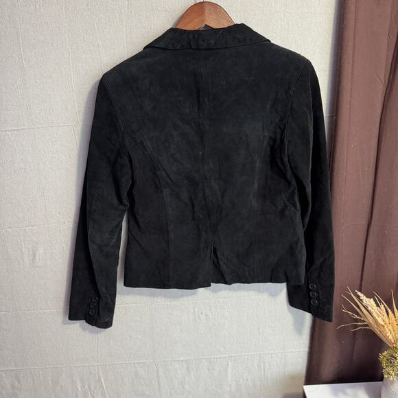 Vintage Leather Brand Blazer Jacket Size S Black Genuine Leather Classic Style - Picture 10 of 15